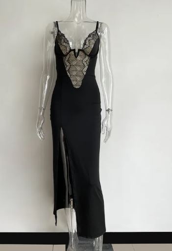 Sexy Lace High-Slit Dress | Free ship to Canada