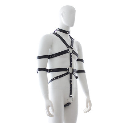 Men's Leather Bodysuit Set for BDSM Enthusiasts