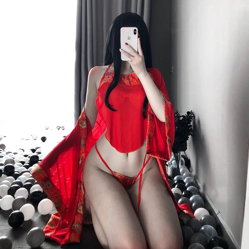 Cheongsam-Inspired Lingerie Ensemble | Free ship to canada