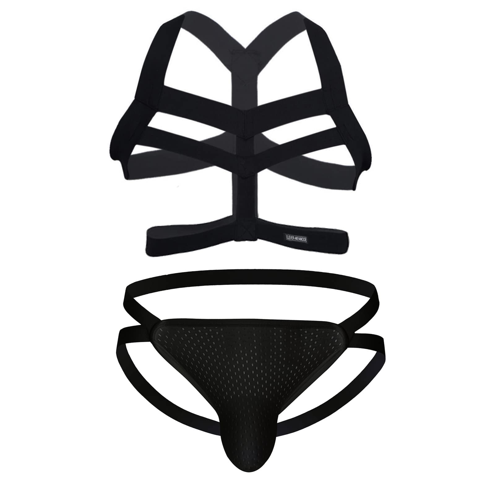SDGTMJSY Men’s Sexy Harness & Jockstrap Set - Black (USA ONLY)